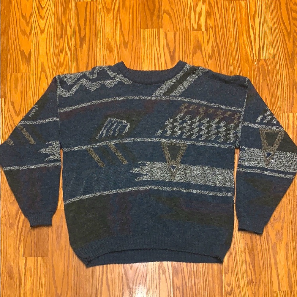Men's Blue Patterned Sweater